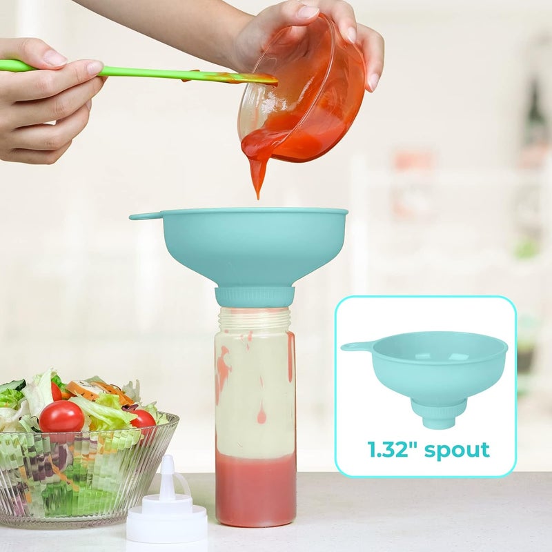 BALIWELL Wide Mouth Kitchen Funnel, Food Grade Plastic Cooking Canning Funnel with 4 Sizes Spouts for Filling Wide and Regular Mason Jars, Spray Dropper Oil Bottle Jug Spices Shampoo Sauce - Image 5